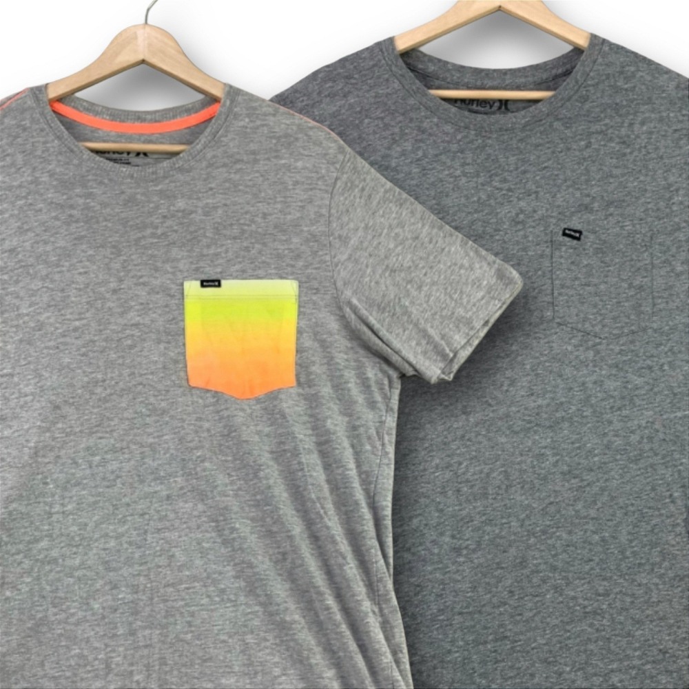 Bundle - Hurley Pocket Tee Mens Large Gray Short Sleeve T-Shirt Premium Fit